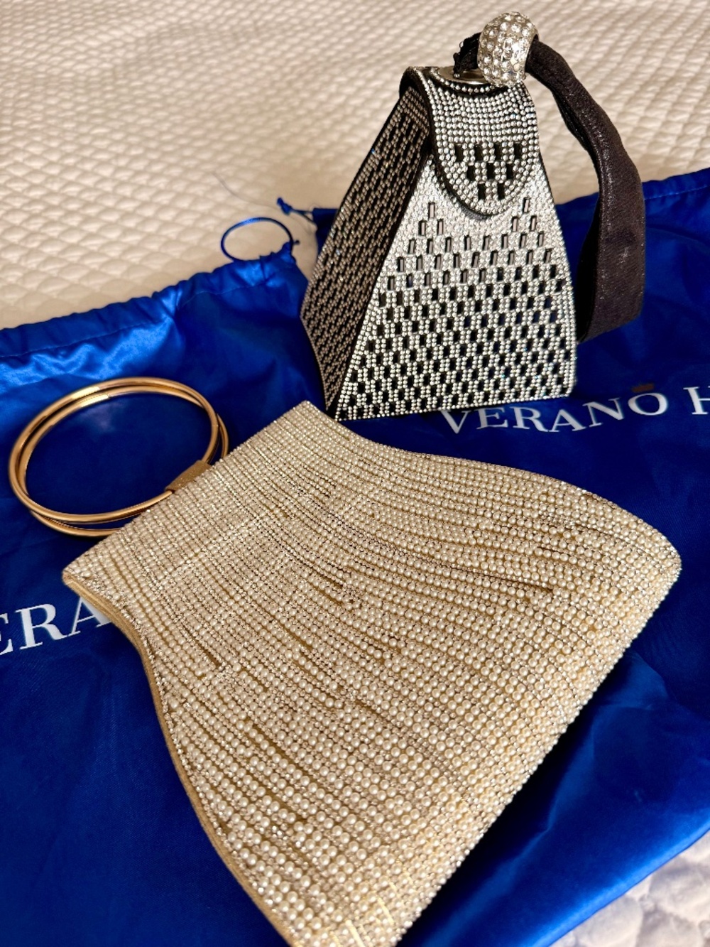 Two Beautiful Verano Hill Crystal and Rhinestone Handbags Like New